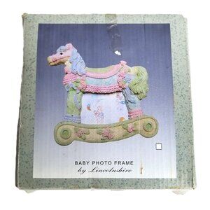 Lincolnshire Rocking Horse Baby Photo Frame Resin Pastel Vintage Nursery Decor